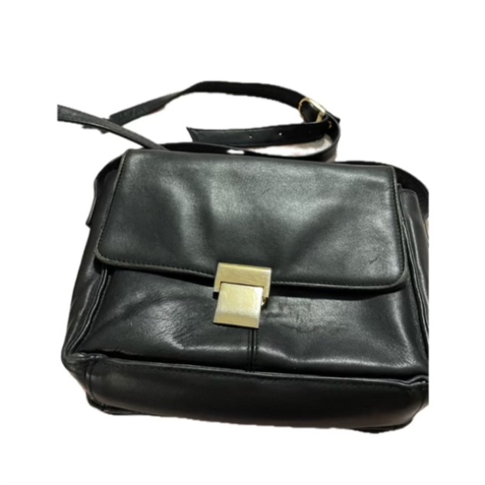 Easy Spirit Black Leather Bag with Gold Detail
